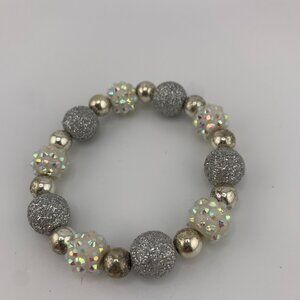 Shimmering Silver & Iridescent Beaded Bracelet